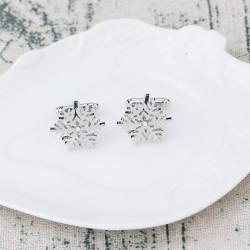Silver cufflinks with snowflake and Christmas treeCufflinks