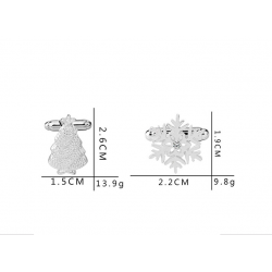 Silver cufflinks with snowflake and Christmas treeCufflinks