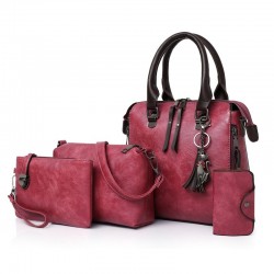 Elegant leather handbag - 4 pieces setSets