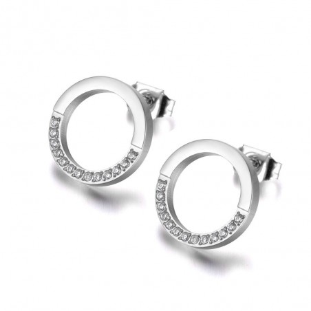 Rose gold & silver round earrings with crystalsEarrings