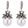 Vintage luxury earrings with crystal flower & pearlEarrings