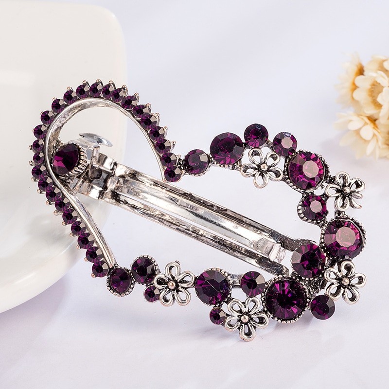 Crystal heart shaped flower - hairpinHair clips
