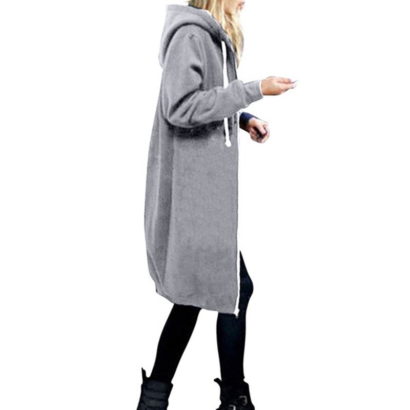 Casual oversized jacket - long hooded sweatshirt with zipper - plus sizeJackets