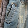 Fashionable denim & fleece short jacket with detachable fur collarJackets
