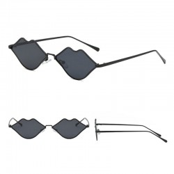 Lips shaped sunglasses with a metal frameSunglasses