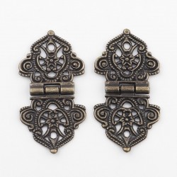 Vintage hollow flowers - alloy furniture hinges - 2 piecesFurniture