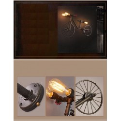 Bicycle & water pipe - vintage LED Edison light - wall lampWall lights