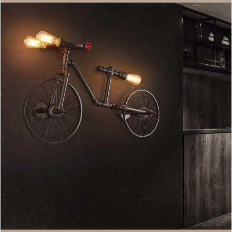 Bicycle & water pipe - vintage LED Edison light - wall lampWall lights
