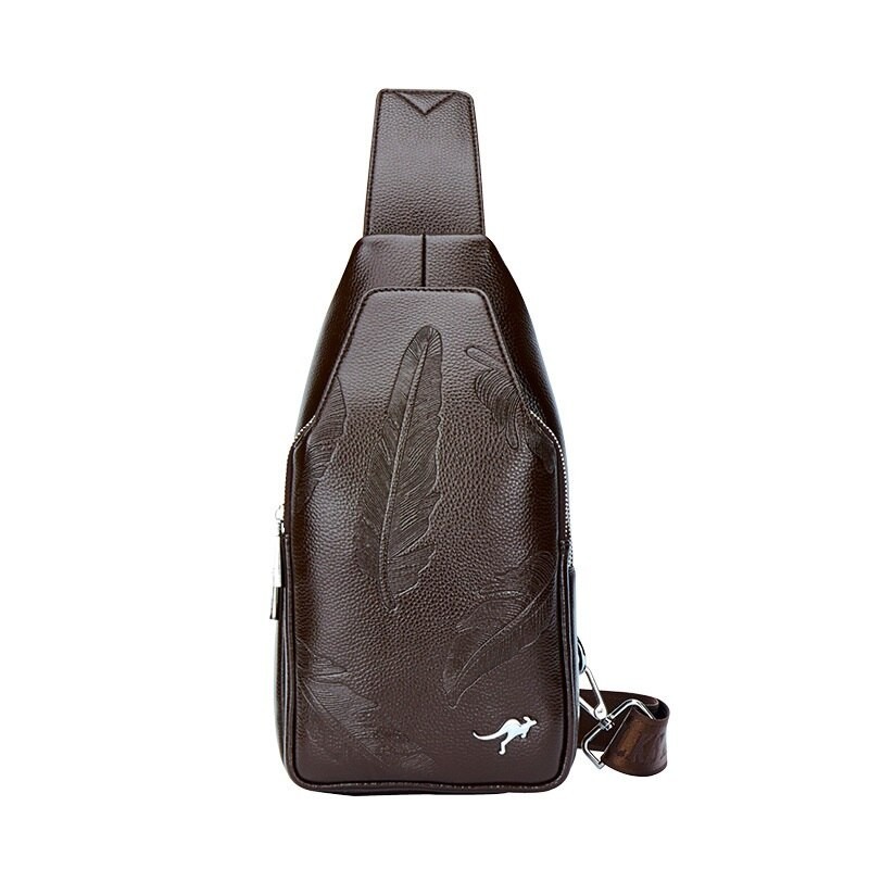 Fashionable crossbody leather bag with leaves patternBags