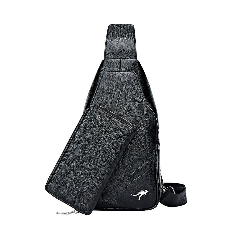 Fashionable crossbody leather bag with leaves patternBags