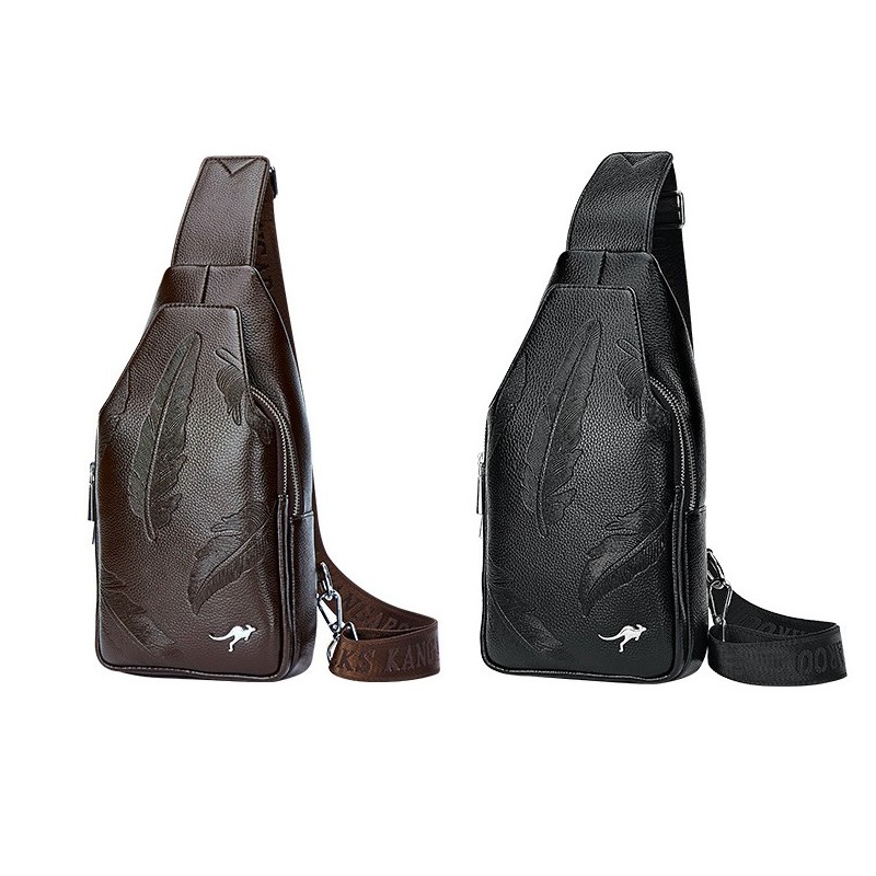 Fashionable crossbody leather bag with leaves patternBags