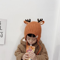 Winter hat with small reindeers horns & ears - knitted hat for kidsHats & caps
