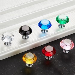 Furniture handles with screws - crystal knobs - 30mm - 5 piecesFurniture