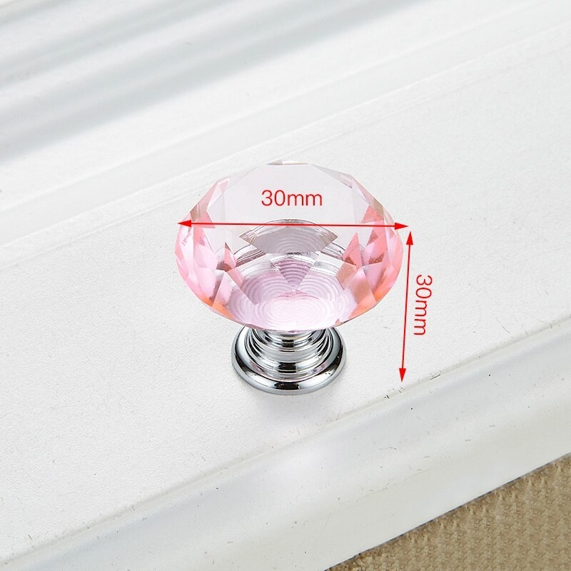 Furniture handles with screws - crystal knobs - 30mm - 5 piecesFurniture