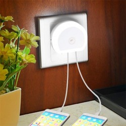 Dual USB port charger with LED night light - light sensorChargers